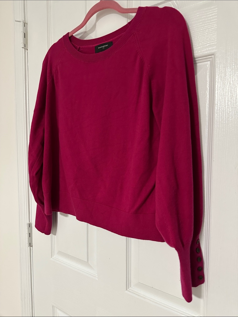 Banana Republic Factory Volume-Sleeve Sweater, Fuchsia, Size Large/L